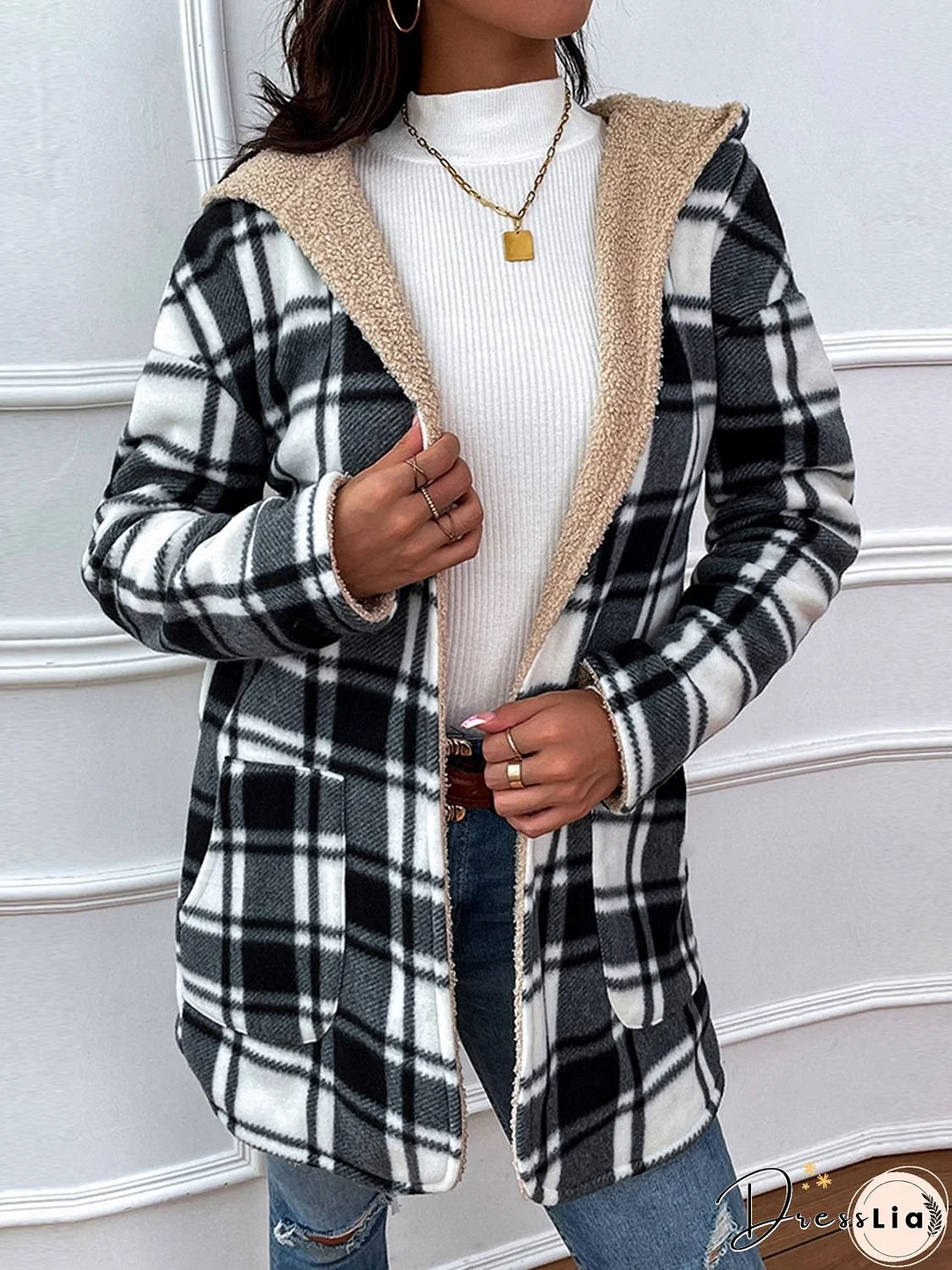 Plaid Hooded Longline Coat