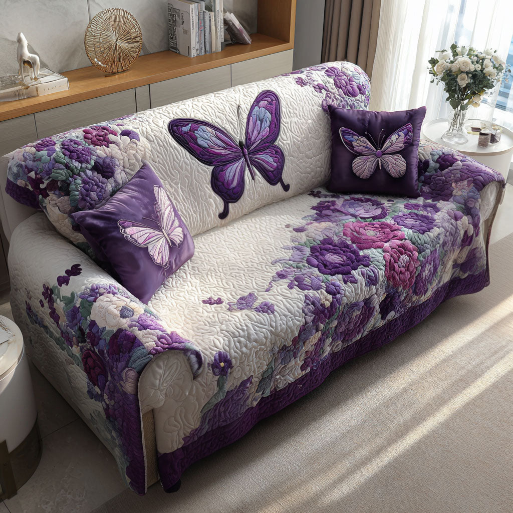 Enchanted Butterfly Quilted Sofa Cover NCU0PT10936 everthome