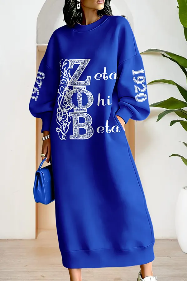 Zeta Phi Beta Sorority Long Sweatshirt Dress
