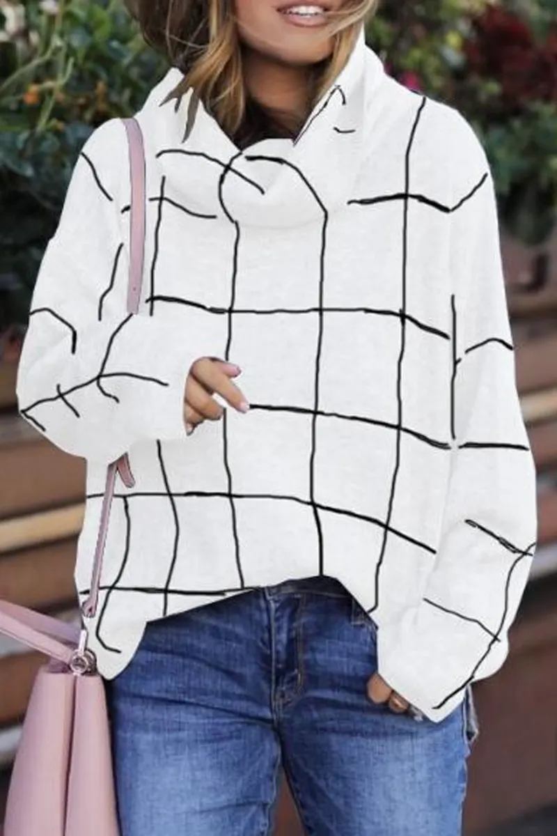 Turtleneck Plaid Casual Sweater