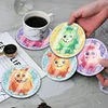 6PCS Diamond Painting Acrylic Washable Small Monster Coaster with Holder