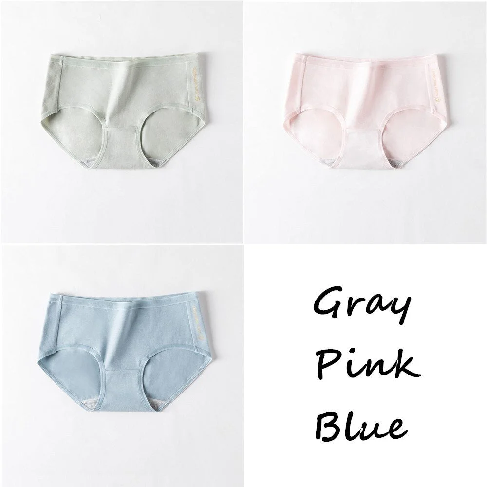 3Pcs Women Panties Lady Soft Cotton Underwear Girls Breathable Seamless Mid Waist Briefs Women Cute Sexy Lingerie Intimates New