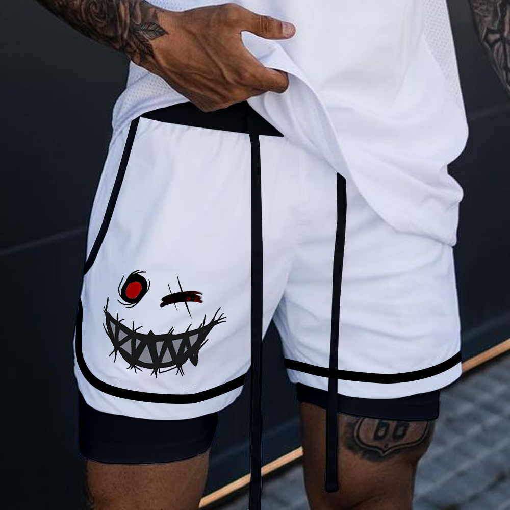 Casual Smiley Double Layer Gym Shorts