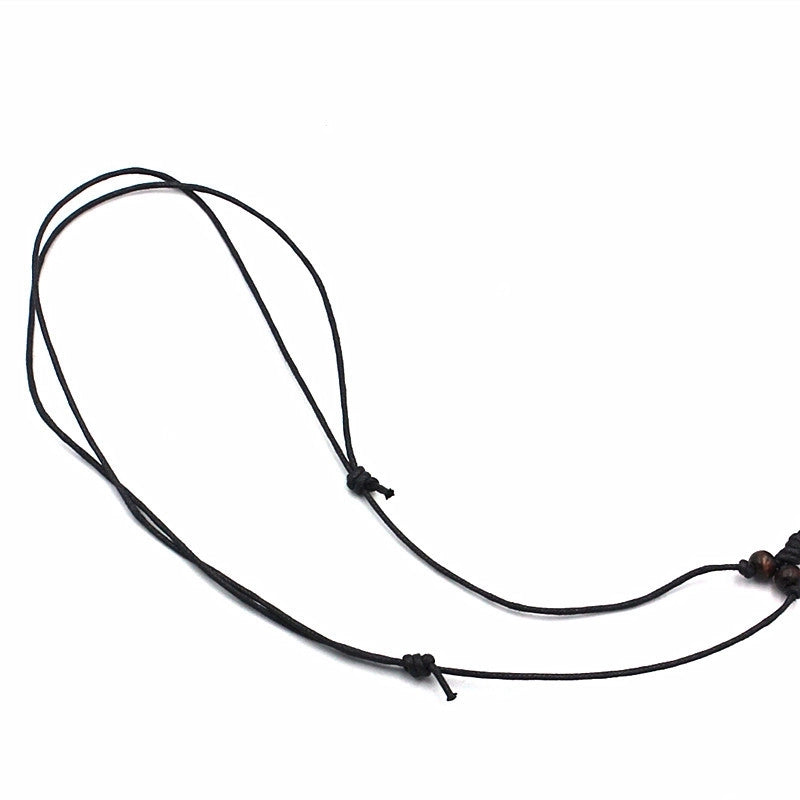 Hip-Hop Retro Tortoise Resin Cotton Thread Men’s Pendant Necklace