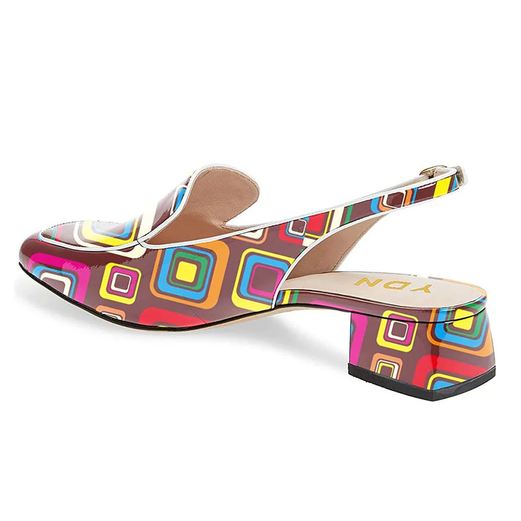 Eye-Catching Colorful Patent Leather Block Heel Loafers for Women 