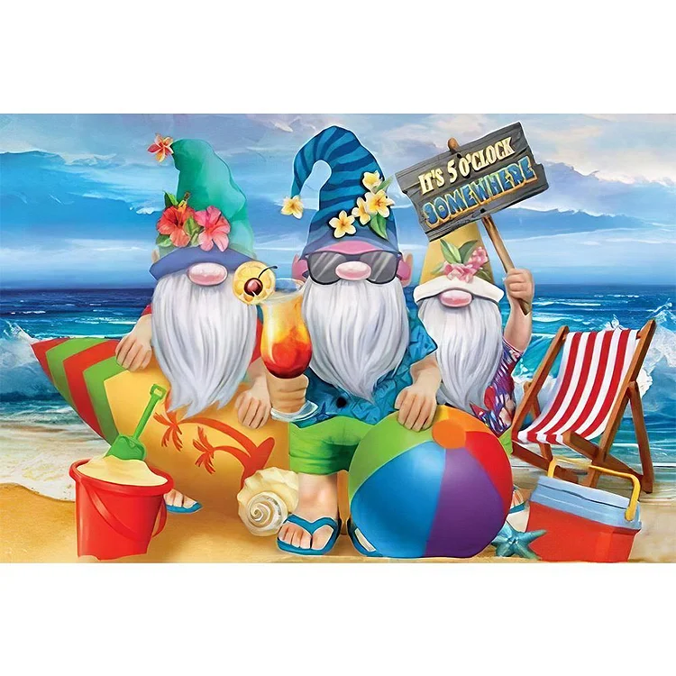 Beach Gnome - Full Round Drill Diamond Painting - 45x30cm(Canvas)