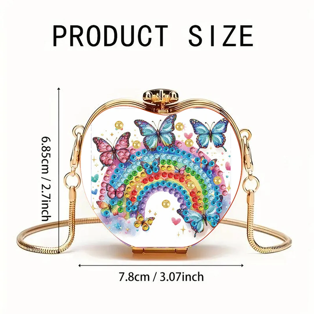 Rainbow DIY Acrylic Love Art Diamond Painting Coin Purse with Chain for Women
