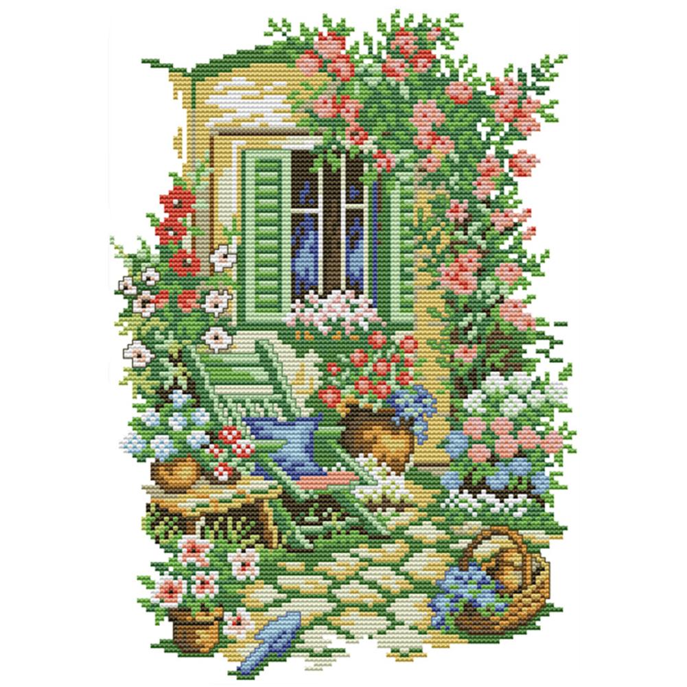 

A corner of the garden - 14CT Stamped Cross Stitch - 27*36cm, 501 Original