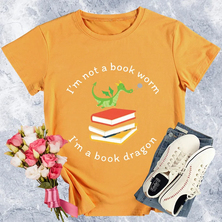 I'm Not A Book  Round Worm I'm A Book Dragon Round Neck T-shirt