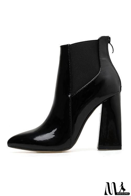 MidiSono - PU Pointed Toe High Heel Ankle Boots