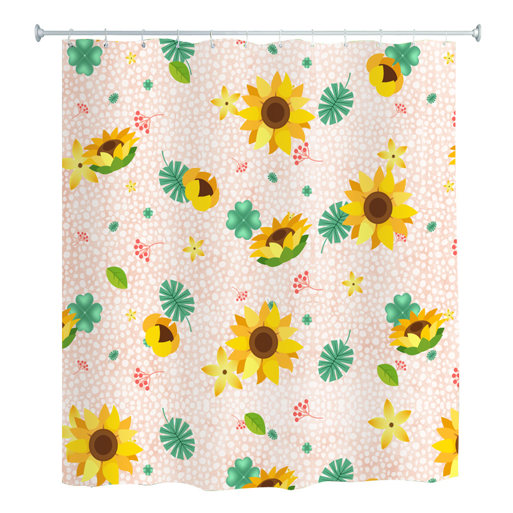 

Sunflower Printed Shower Curtain Waterproof Bathing Cover with 12 Hooks (F, 501 Original