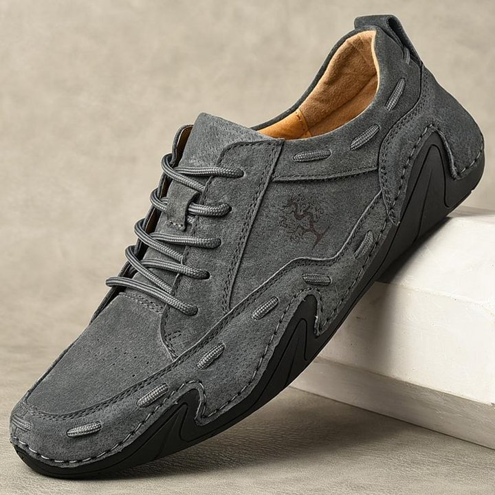 Men's Casual Suede Leather Breathable Handmade Non-slip Driving Walking Flats | ARKGET