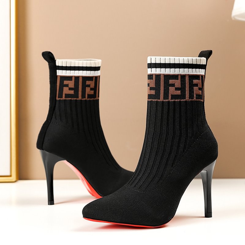 Socks Boots Women's High Heel Pointed Toe Solid Color Women's Stiletto Heel Boots-PABIUYOU- Women's Fashion Leader