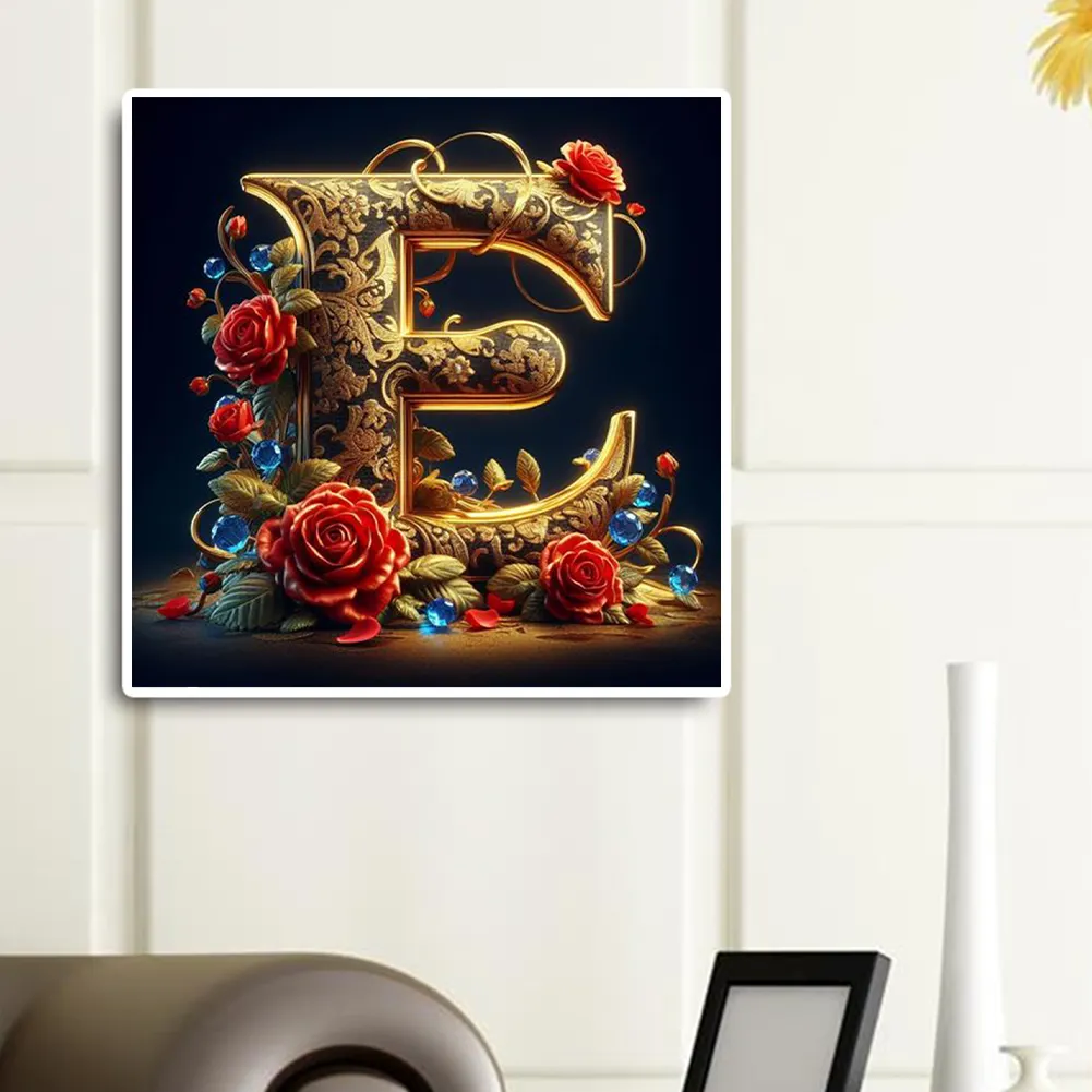 Diamond Painting - Full Round Drill - Flower Letter E(Canvas|30*30cm)