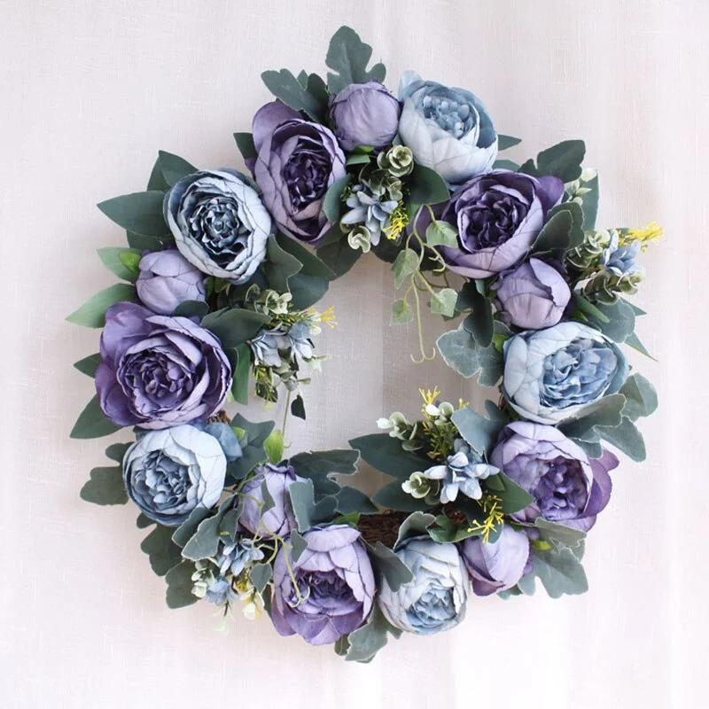 Silk Peony Artificial Flowers Flores Wreaths Door Colorful Artificial Garland for Wedding Home Decoration DIY Party Leaf G4630