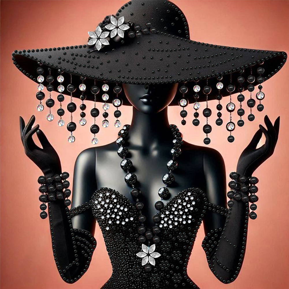 Elegant Hat Ady 30*30cm(canvas) special shaped drill diamond painting