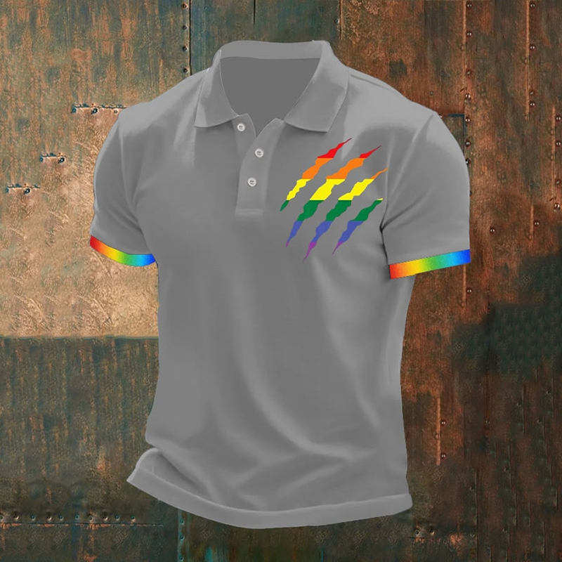 Comstylish Men's Pride Print Polo Shirt