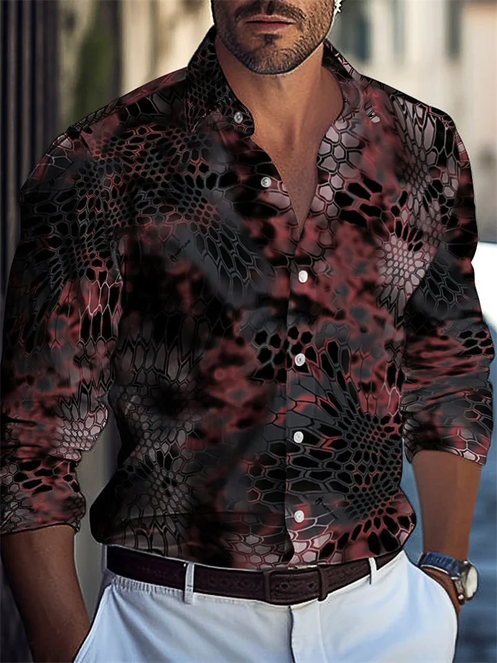 New Men's Shirts Printed Men's Long-sleeved Shirt Blouses Shirt