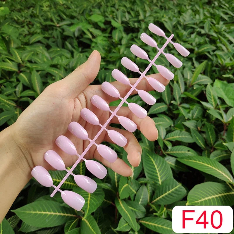 10 Sets Almond Shape False Nail Tips In Same Color 24 Pieces/Set 10 Sizes Press on Fake Nails DIY Manicure Finger Nail Tips-Nail Inspo