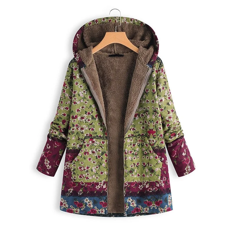 Women's Long Printed Padded Coat