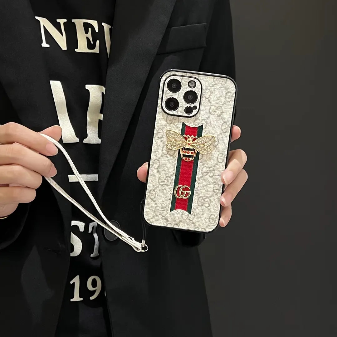 Gucci Bee Diamond Ophidia GG Leather New Apple iPhone Case