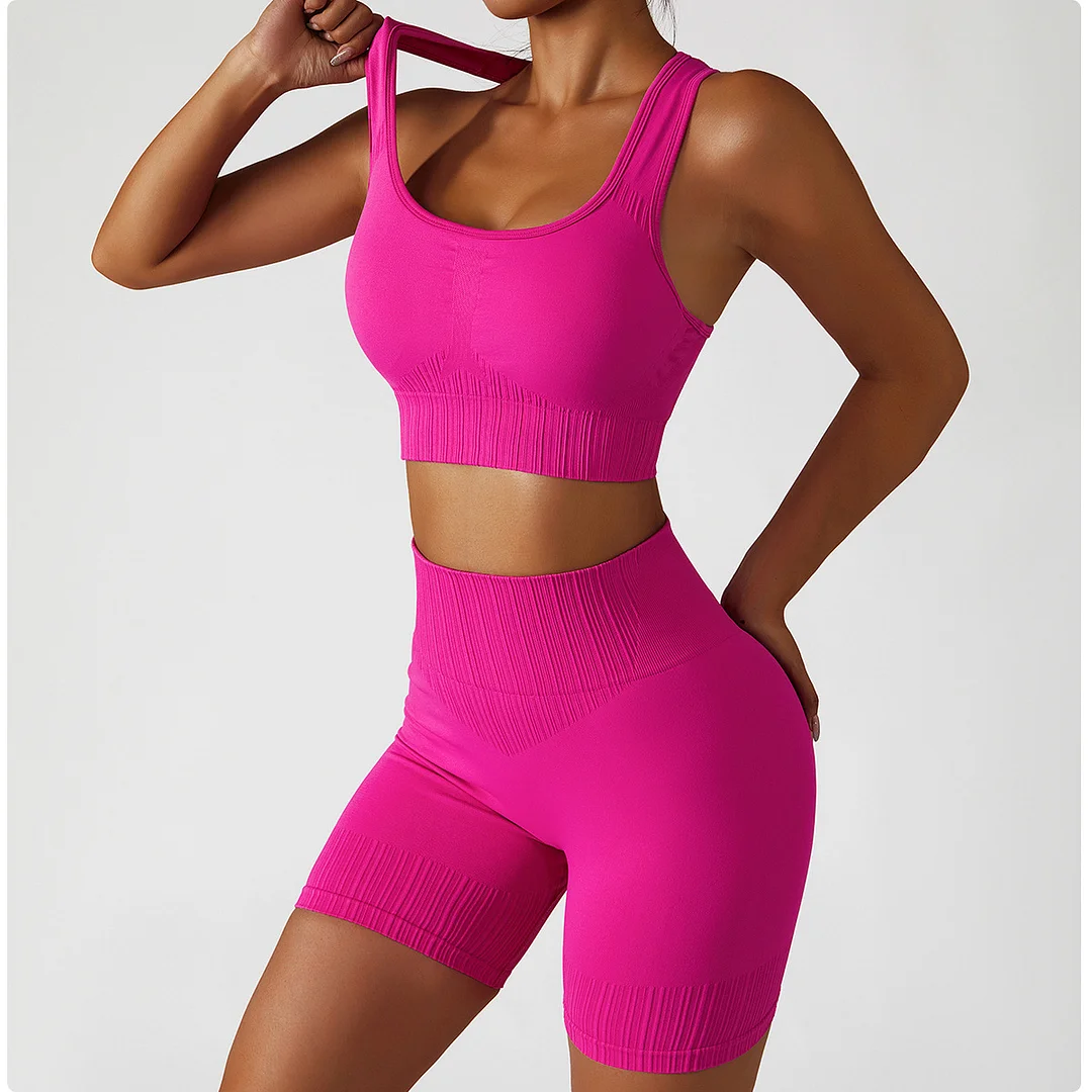 Custom Women's Sport Suit Gym Tights Yoga Set Fitness Shorts High Waist Leggings Sports Bra Seamless Running Workout Sets