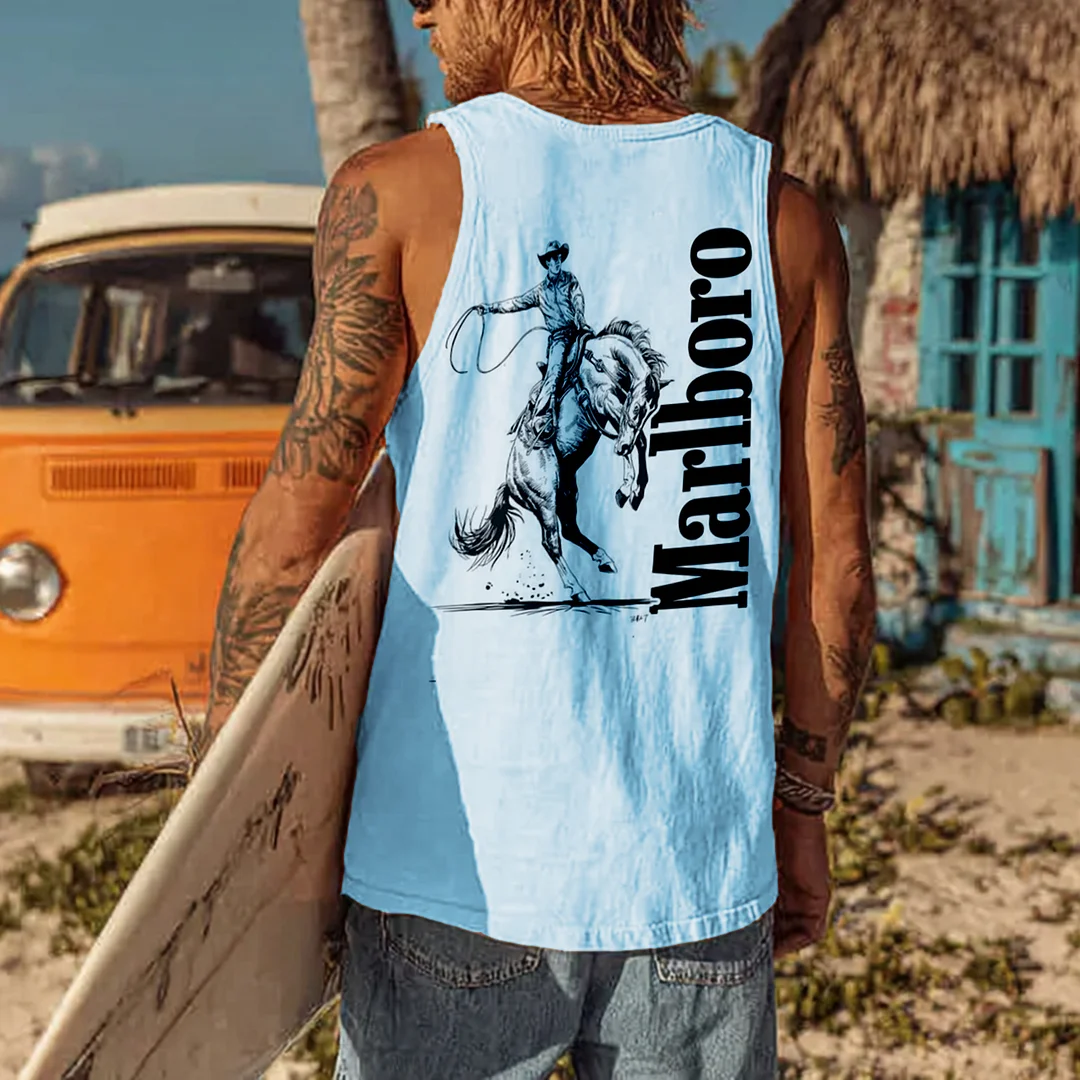  Cowboy Graphic Tank Top for Men - Perfect for Summer Beach Vibes