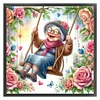 Happy Old Lady-11CT Stamped Cross Stitch 45*45cm