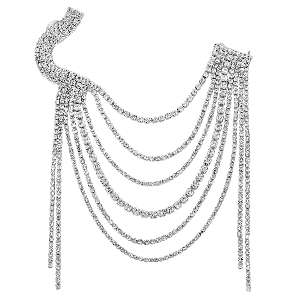 Dvacaman 2022 Trendy Crystal Rhinestone Tassel Shiny Brooches Pins For Women Sweater Coat Wedding Bridal Party Brooch Jewelry