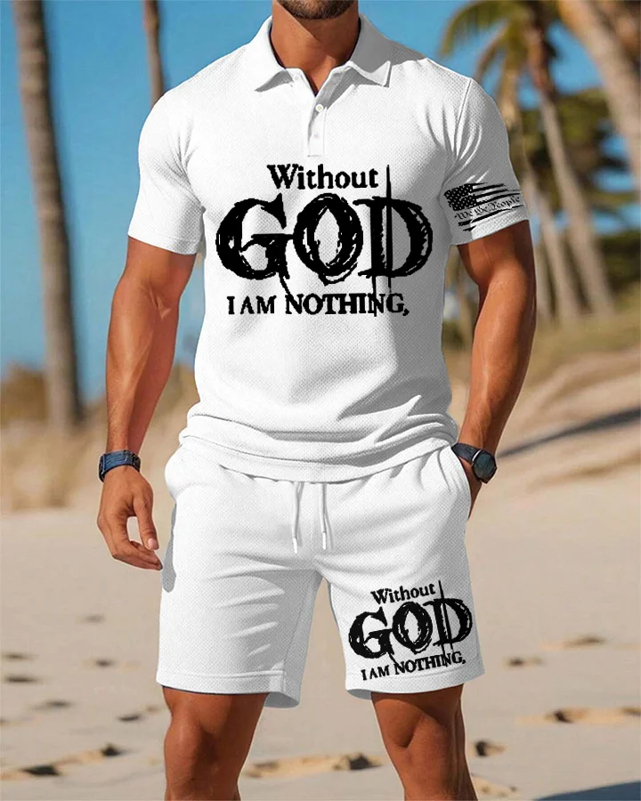 Light Of Faith Without GOD I AM NOTHING Fashion Printed POLO Shirt Set
