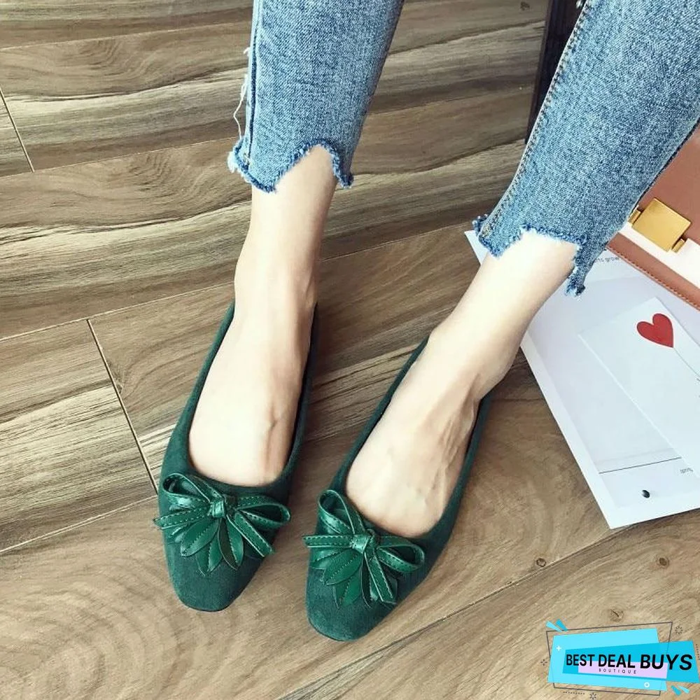 Women Ballet Flats Slip-On Bowtie Work Flats Shoes