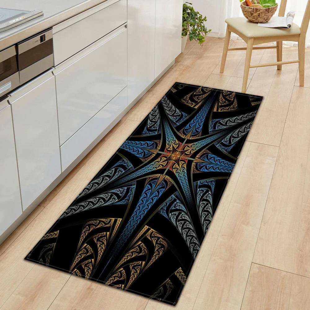 Kitchen Carpet Bedroom Living Room Hallway Floor Rug Home Anti-slip Entrance Doormat 3D Flowers Pattern Decorations Bedside Mat