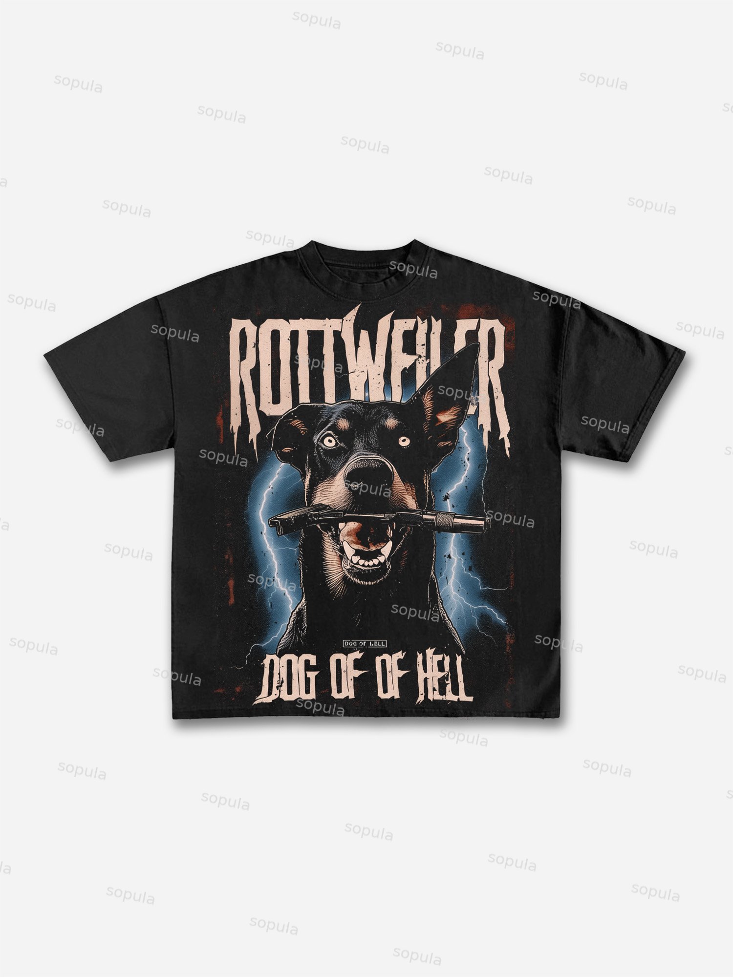 Vintage Hell Rottweiler Graphic Cotton T-shirt - Sopula｜Premium Graphic Tees & Graphic Clothing