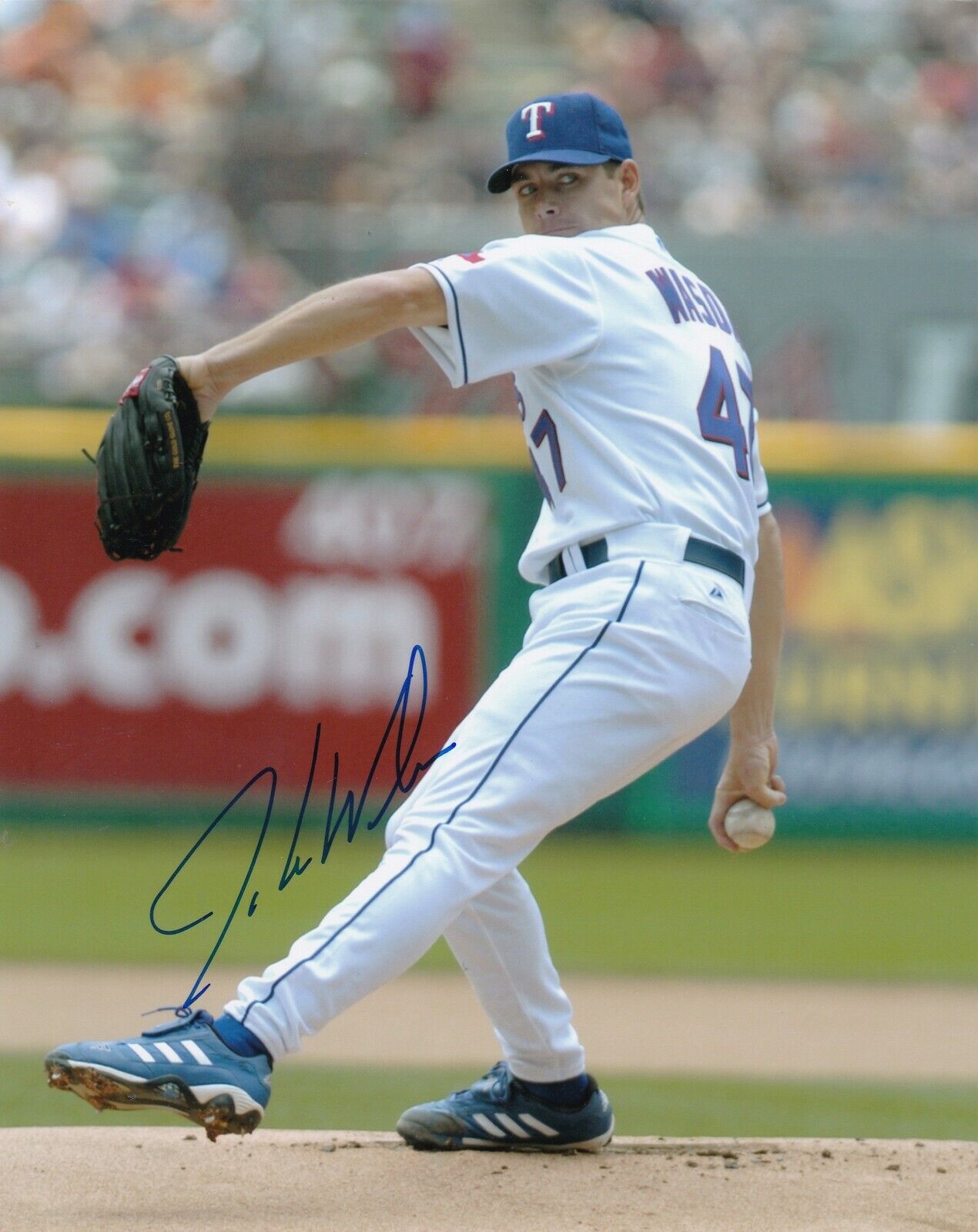 JOHN WASDIN TEXAS RANGERS ACTION SIGNED 8x10