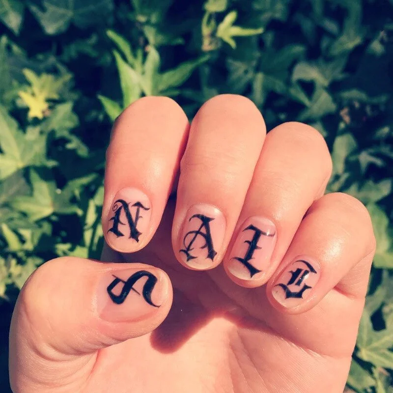 3D New Fashion Old English Font Manicure Design Black Nail Art Stickers Manicure Decal Stickers for Nails Decal Decoration-Nail Inspo