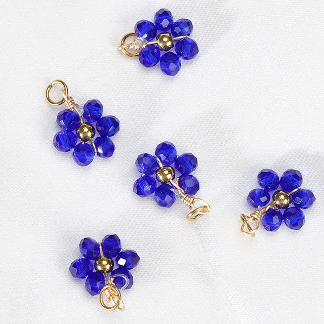 20 PCS/Package Diameter 10mm Hole 3~3.9mm 304 Stainless Steel Artificial Crystal Flower Pendant Jewelry Accessories