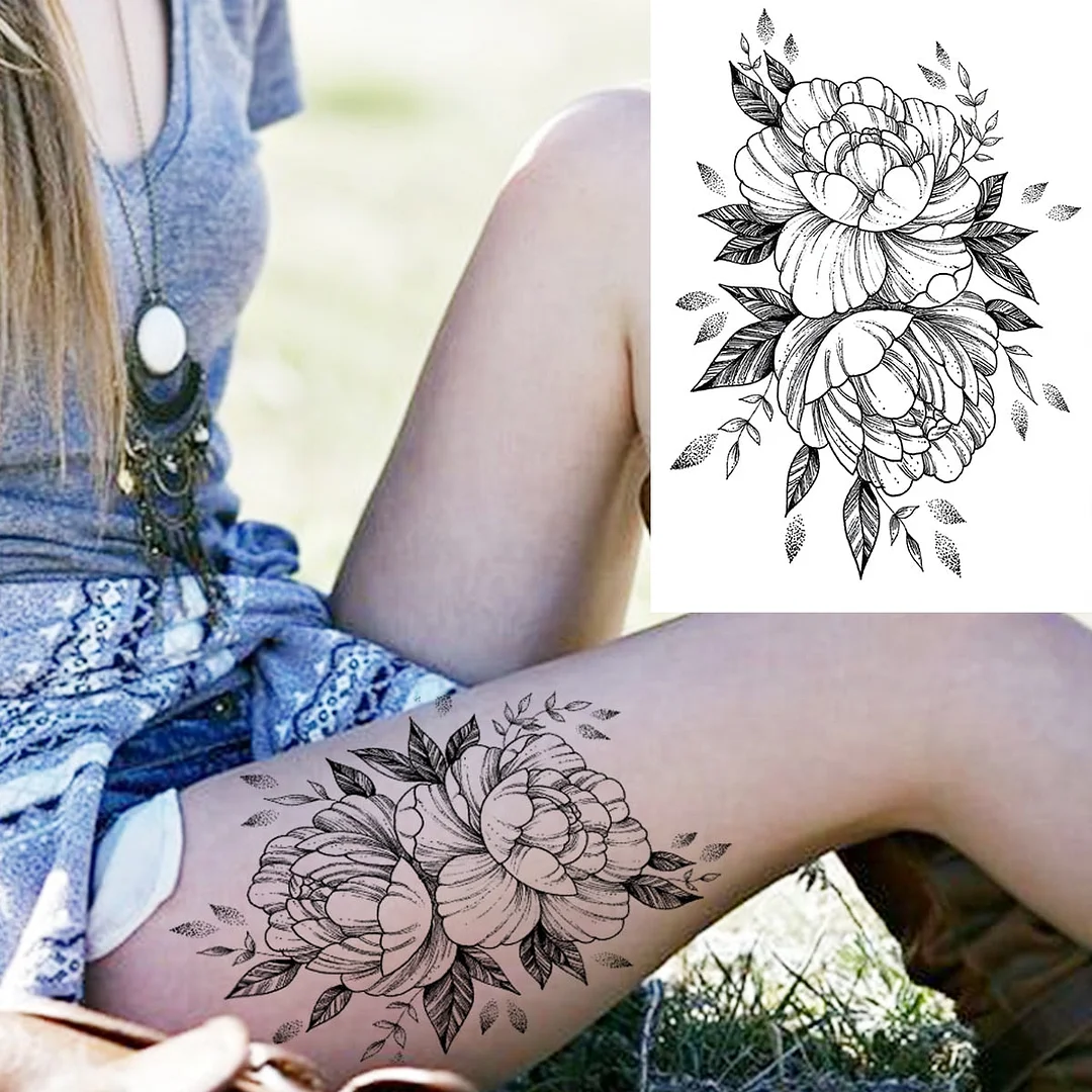 Watercolor Lavender Reed Morning Glory Flower Tattoos Temporary Women Sexy Custom Tattoo Stickers Flash Fake Girls Tato Ankle