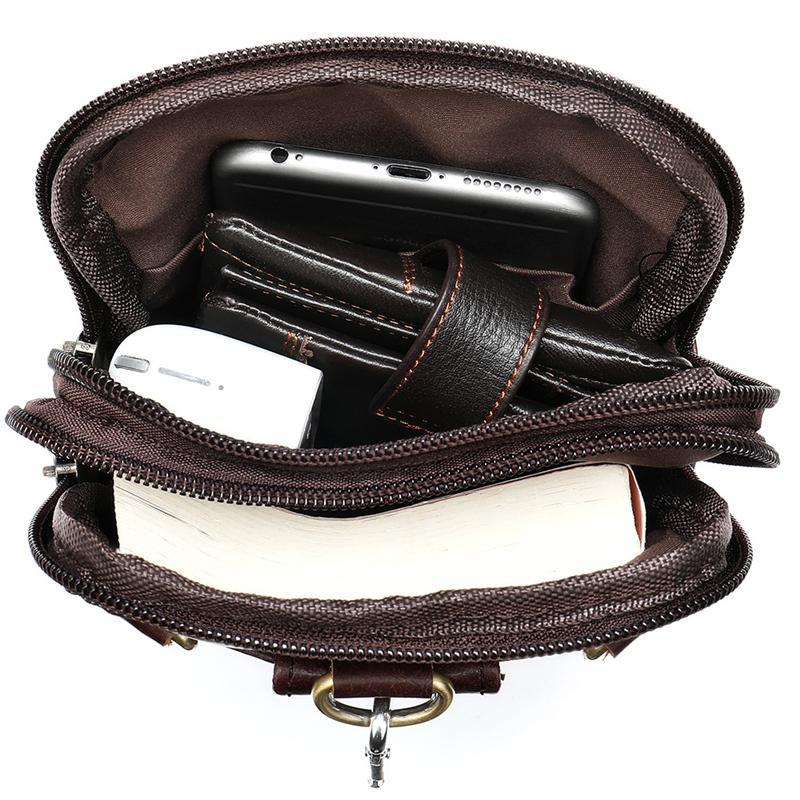 Vintage Multipurpose Leather Fanny Bags With Positions