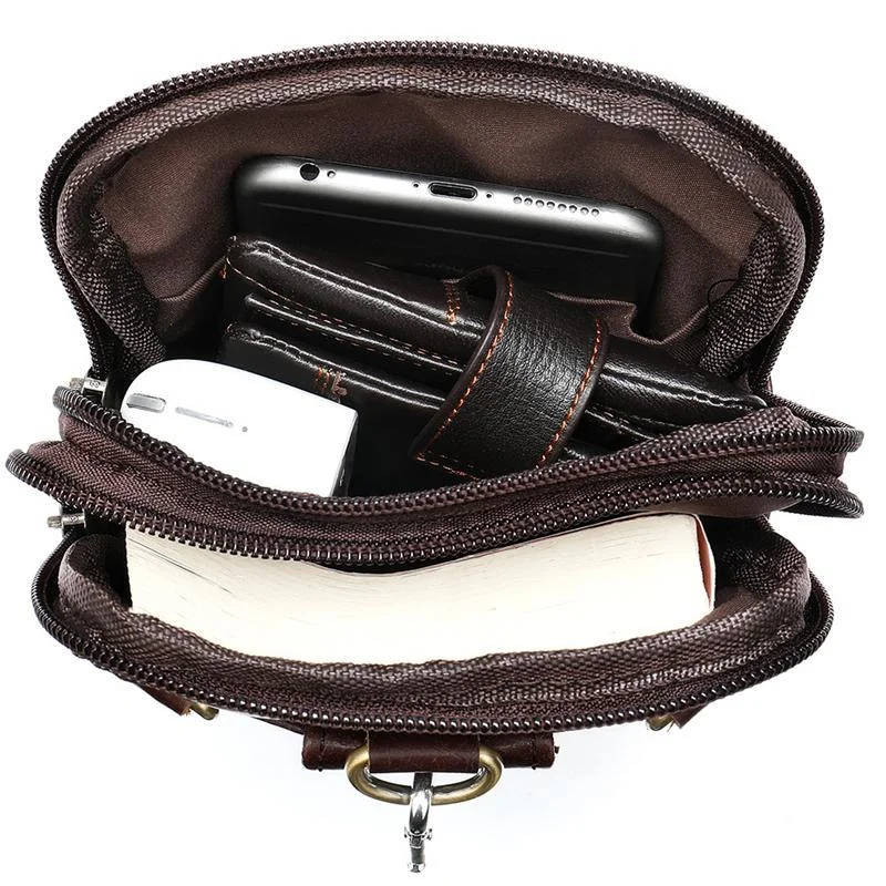 Vintage Multipurpose Leather Fanny Bags With Positions