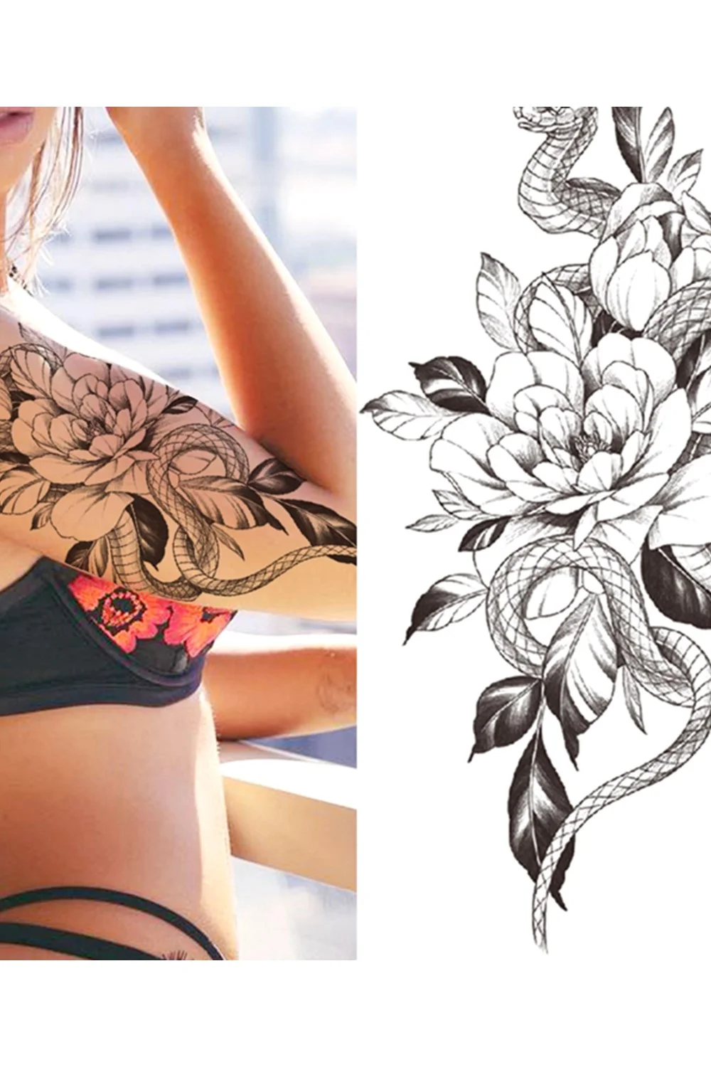  Forest Tattoo Sticker For Men Women Children Tiger Wolf Death Skull Temporary Tattoo Fake Henna Skeleton King Animal Tatoo 921-1