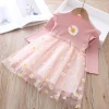 Kid Baby Girls Veil  Autumn Printed Baby Wear Princess Dress