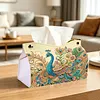 Diamond Art Painting Tissue Box Cover Wear Resist Decorative Paper Napkin Dispenser Multifunction Rhinestone PU Tissue Holder Kit for Adults Home Office Gift (Blue Peacock Floral)