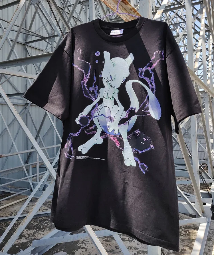 Flash Sale Pure Cotton Pokemon Mewtwo Double-sided Graphic T-shirt weebmemes