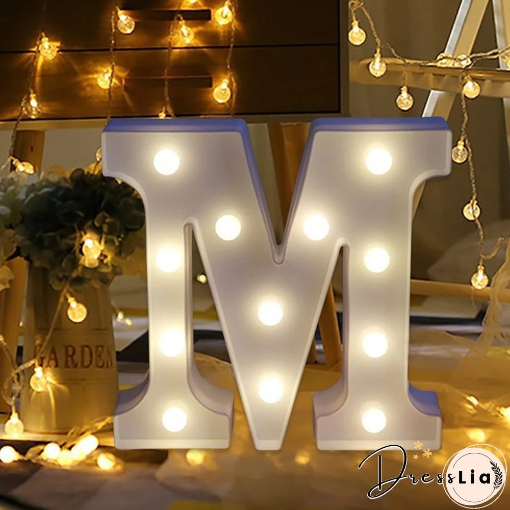 26 Letter LED Lights Luminous Number 0-9Lamp Wedding Birthday Christmas Decoration Decoration Battery Night Light Party Bedroom