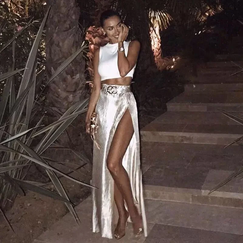 Uveng Uveng Slim Pit Spring Dress Elegantly Opened Women's Skirt INS Long Skirt
