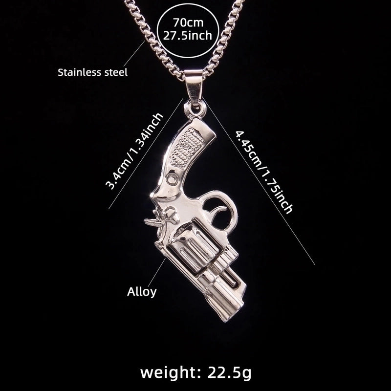 Hip-Hop Pistol 201 Stainless Steel Zinc Alloy Plating Men’s Pendant Necklace