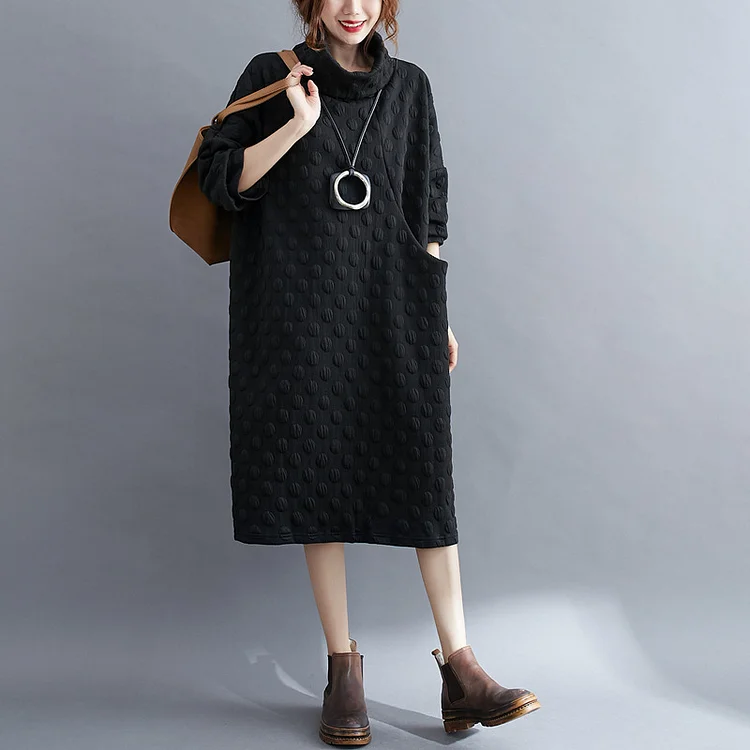 Classic Polka Dot Long Sleeve Sweatshirt Dress