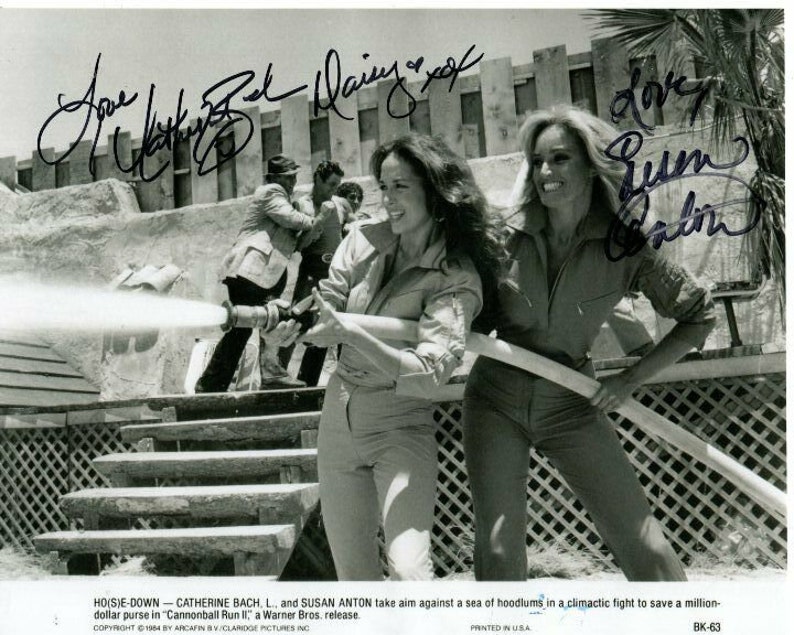 Catherine bach and susan anton signed 8x10 cannonball run ii 8x10 Photo Poster painting