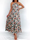 Halternrck Floral Print Empire Loose Maxi Dress