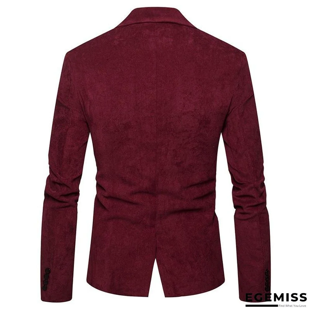 men casual suit jacket men solid color Corduroy Worsted Fabric suit Blazers pocket Button decorate men's suit coat | EGEMISS